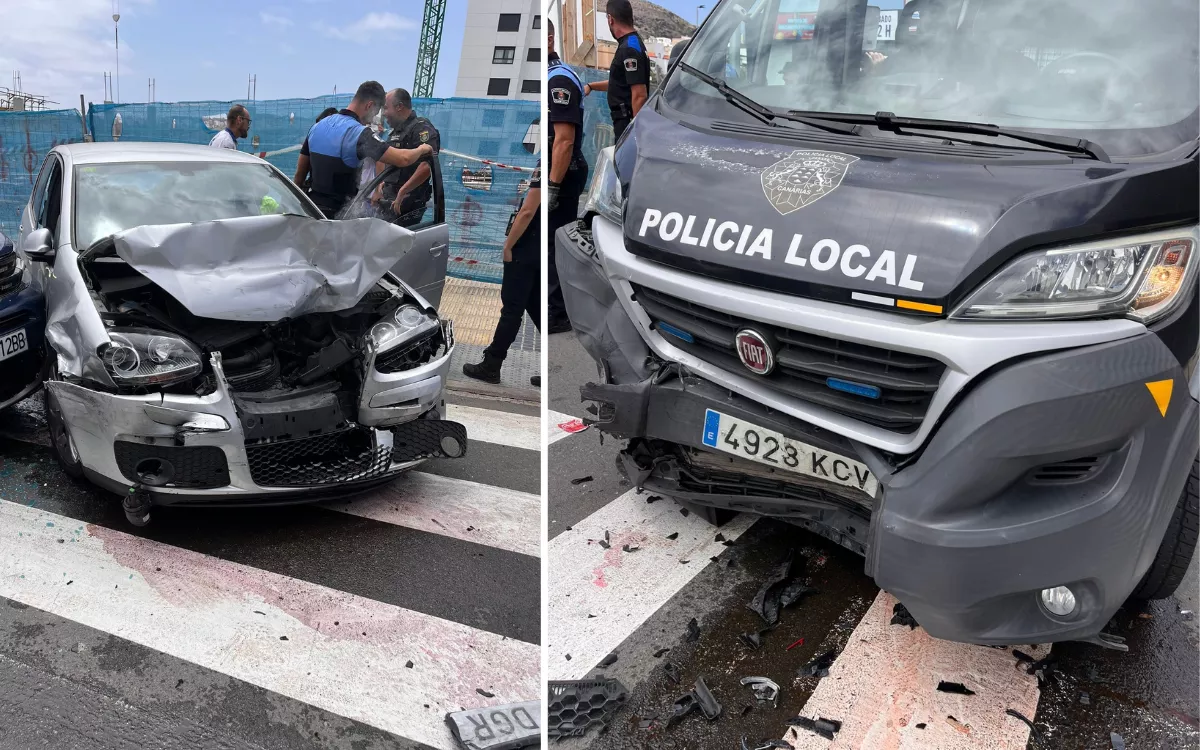 Diseño sin título Persecución en Las Palmas: roba un coche, embiste a la Policía en el CC Alisios y es detenido ebrio. / AH 