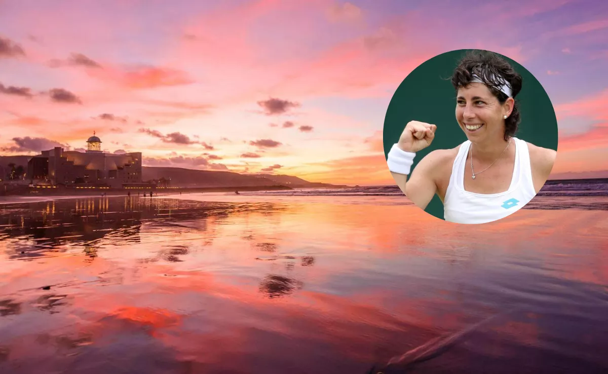 Imagen de la playa de Las Canteras y Carla Suárez / HOLA ISLAS CANARIAS