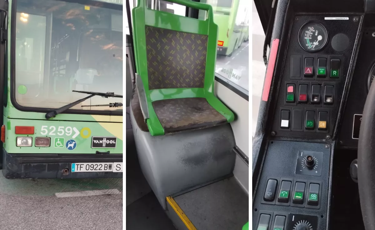 Estado de varias guaguas del servicio urbano de La Laguna. CEDIDA