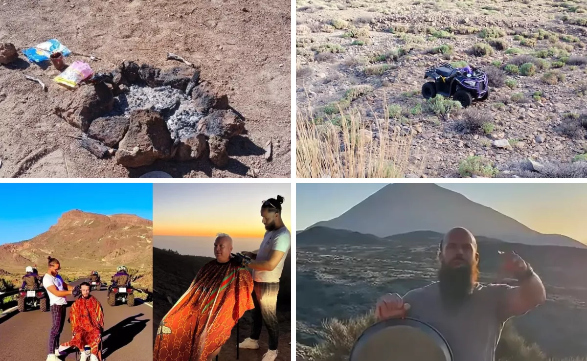 Captura de alguna de las ilegalidades que se han cometido en el Teide / MONTAJE AH