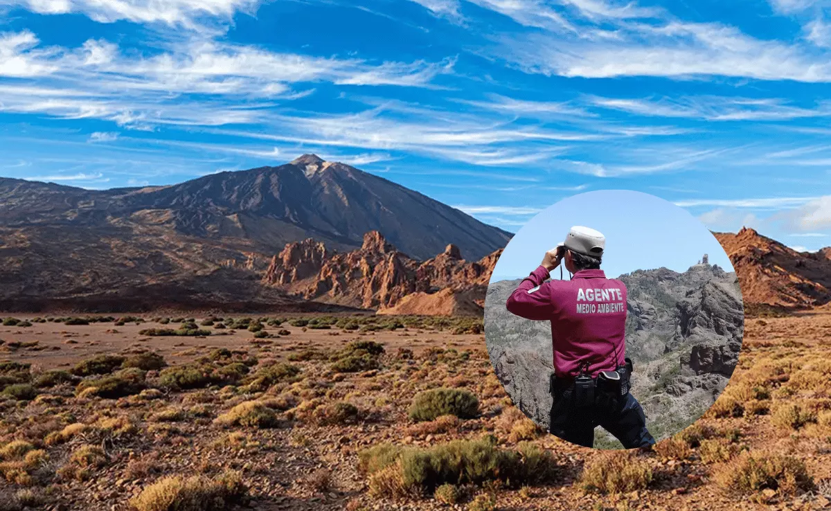 Imagen del Teide y un agente de medioambiente / AH