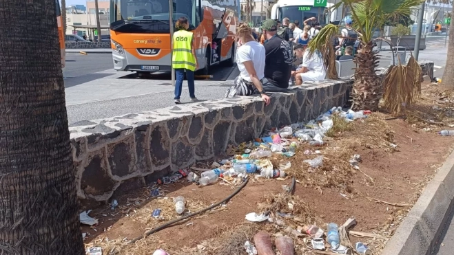 Estado de los jardines este martes en el Aeropuerto de Tenerife Sur / CEDIDA