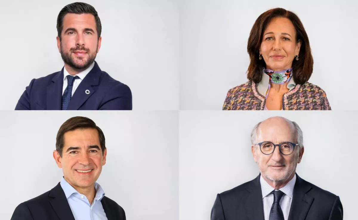 Montaje de imágenes de Riquelme, Botín, Torres y Brufau, de las multinacionales españolas. / SERVIMEDIA