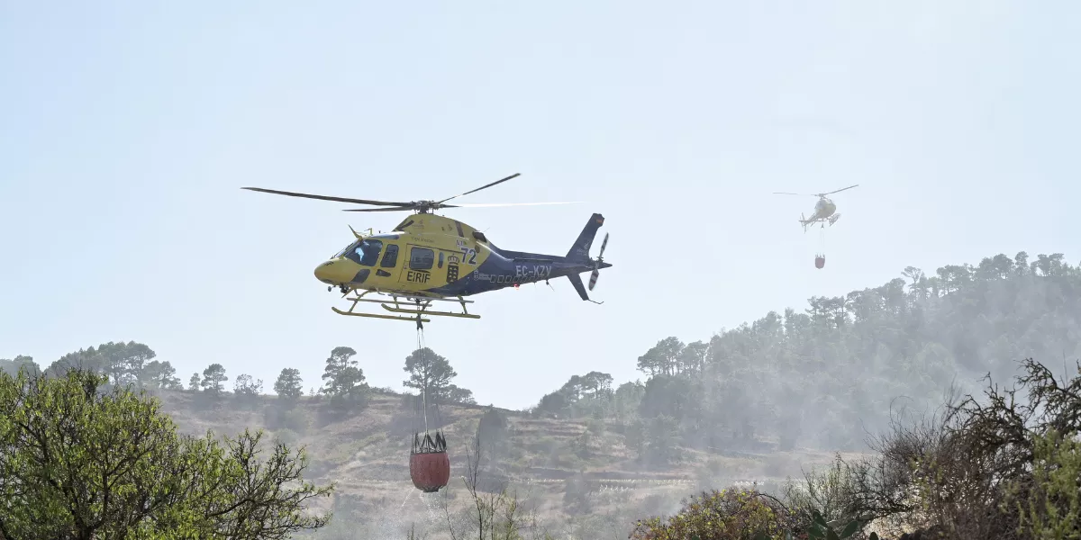 Imagen del incendio declarado en la tarde de hoy la zona de Las Asomadas, en el municipio de El Pinar, en la cumbre de la isla. / EFE - Gelmert Finol