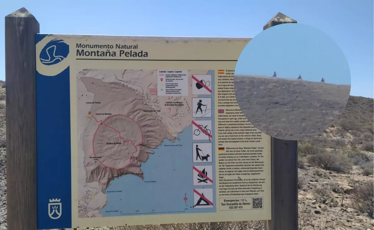 Imagen del Espacio Natural Protegido de Montaña Pelada junto a unas personas en moto circulando por el sendero. / ATLÁNTICO HOY 