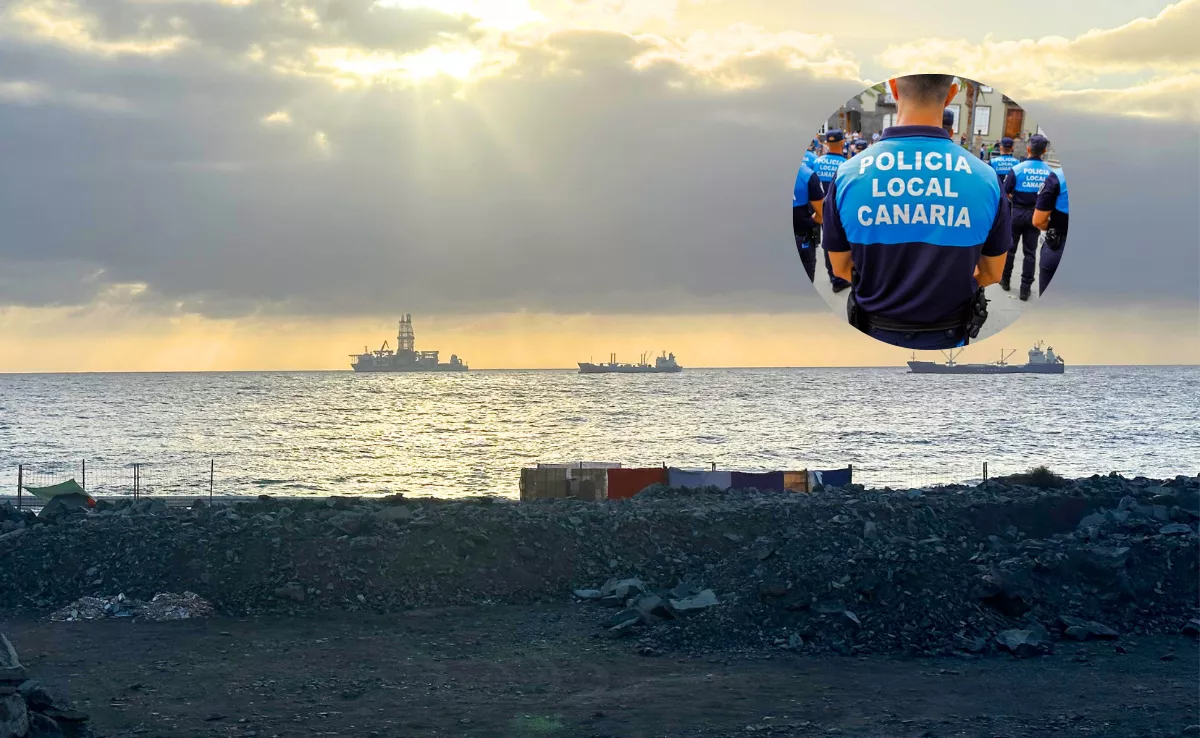 Imagen de las chabolas y la Policía Local / AH