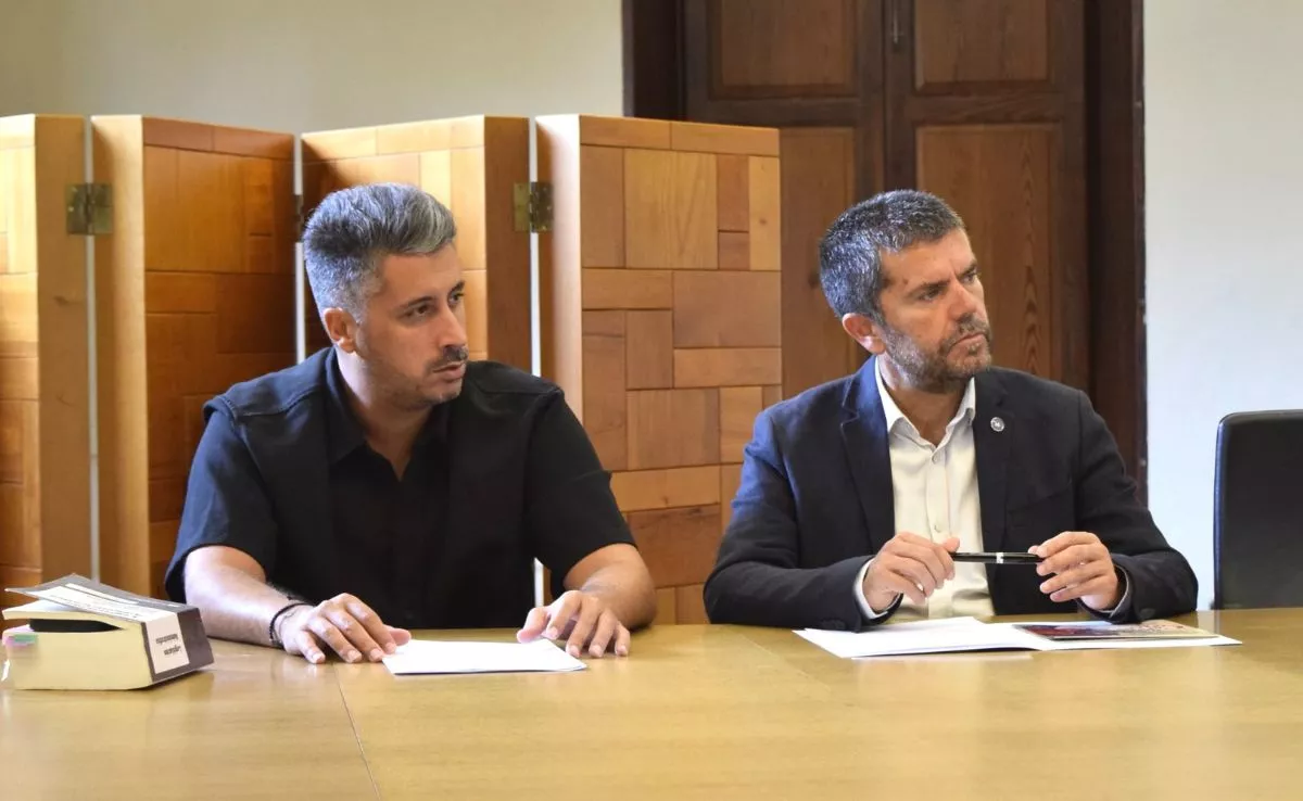 El alcalde de La Laguna, Luis Yeray Gutiérrez, y el rector de la ULL, Francisco García, durante la reunión. /Cedida