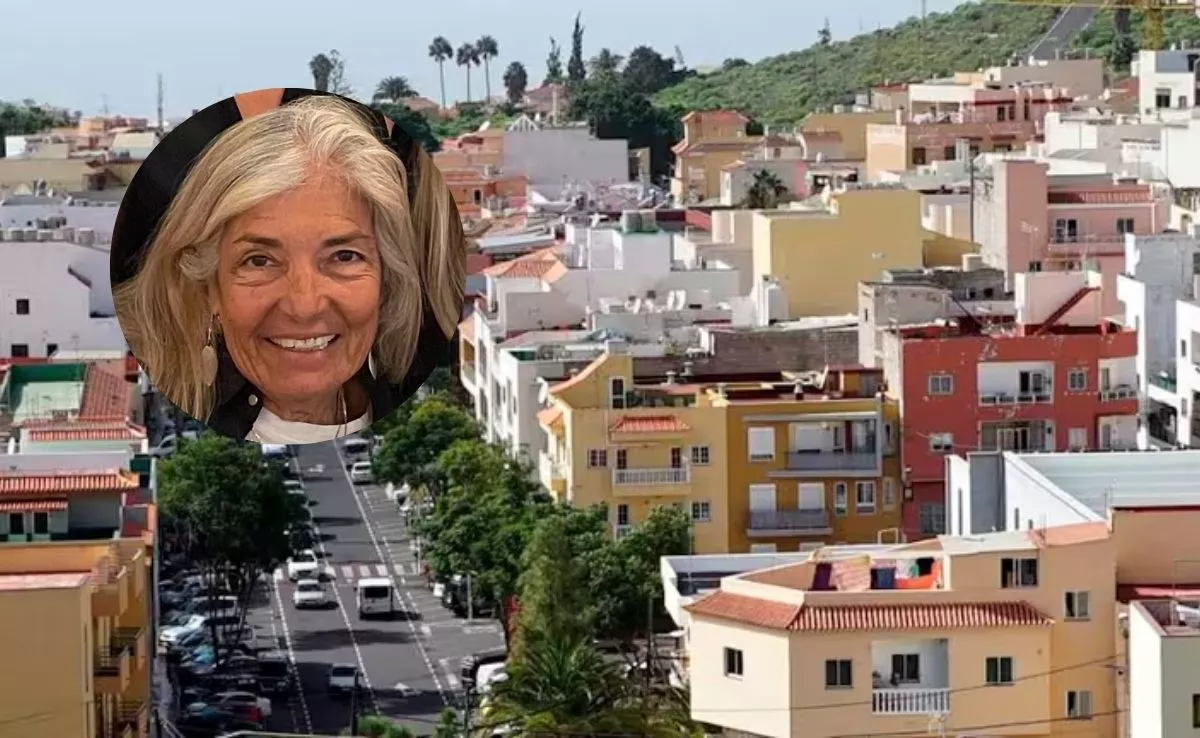 Miriam M. mujer de 75 años a quien se le perdió la pista en Arona. Fondo: Valle de San Lorenzo. /Guardia Civil