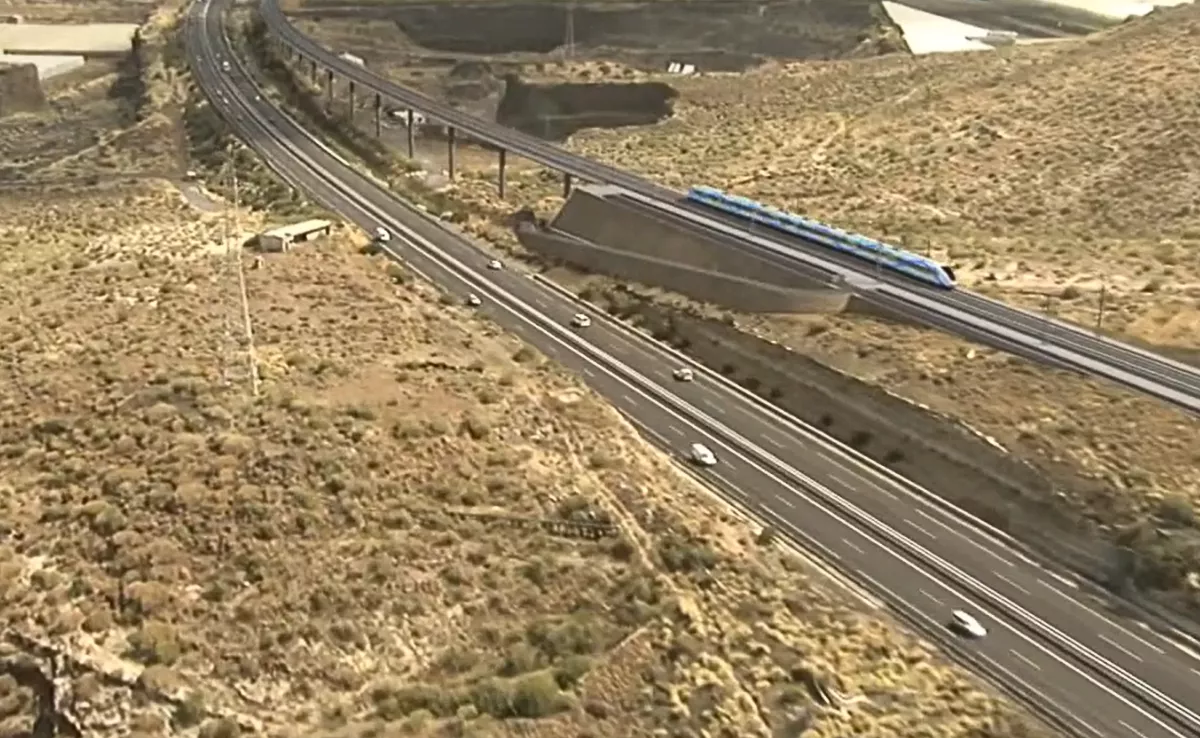 Ilustración del tren del sur de Tenerife. / METROPOLITANO DE TENERIFE