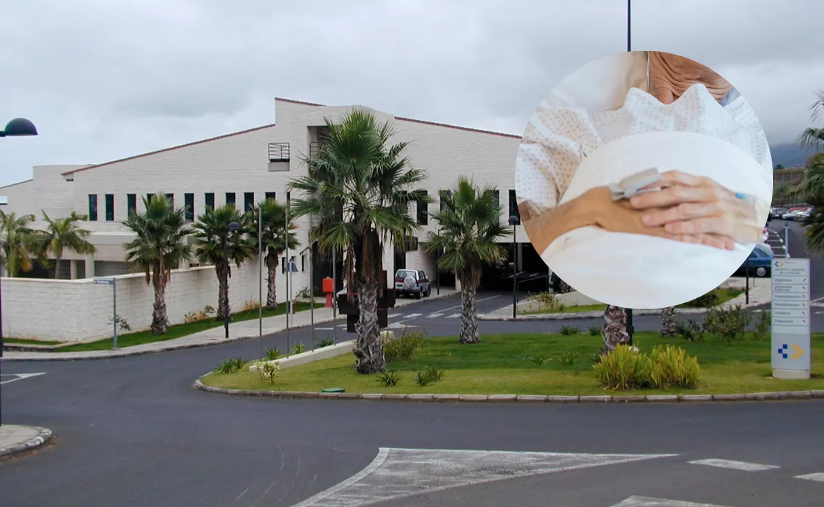 Imagen del Hospital de La Palma junto a un paciente dependiente. / MONTAJE AH