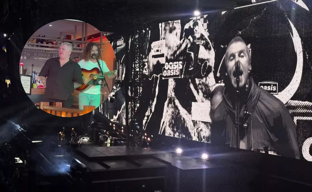 Imagen de un concierto de Oasis y del turista cantando 'Wonderwall' / MONTAJE AH - EFE