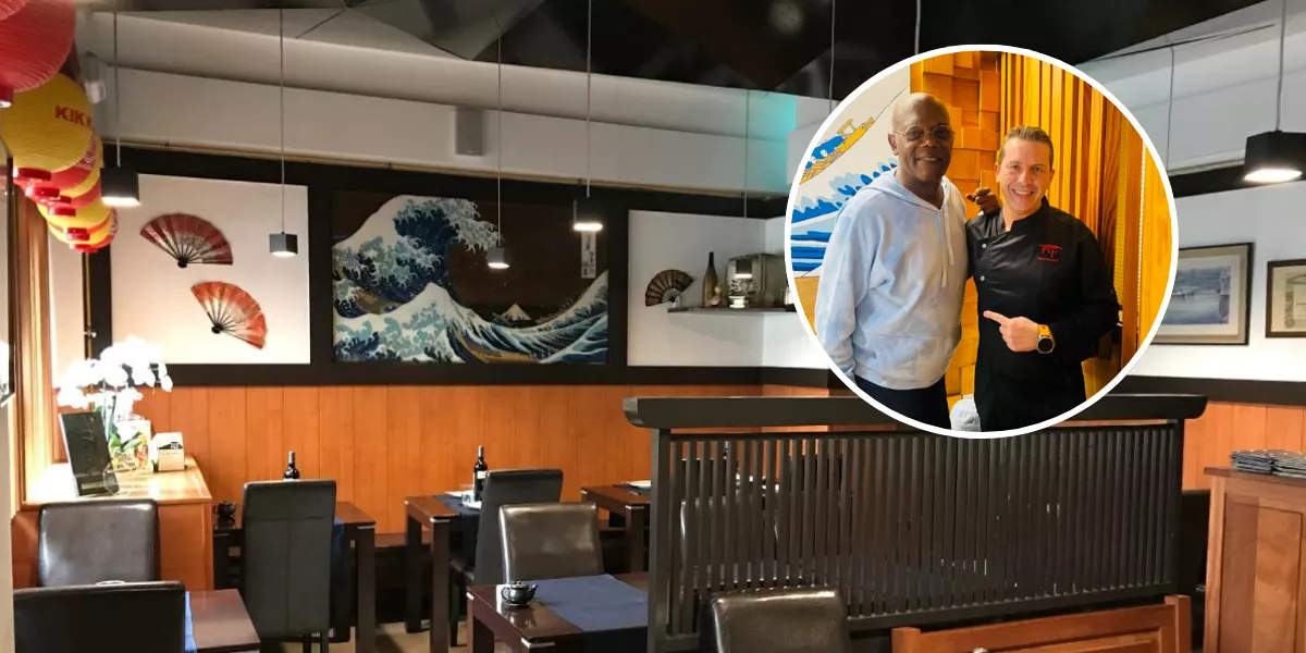 Imagen del restaurante Fuji y el actor Samuel L. Jackson / MONTAJE AH - FUJI