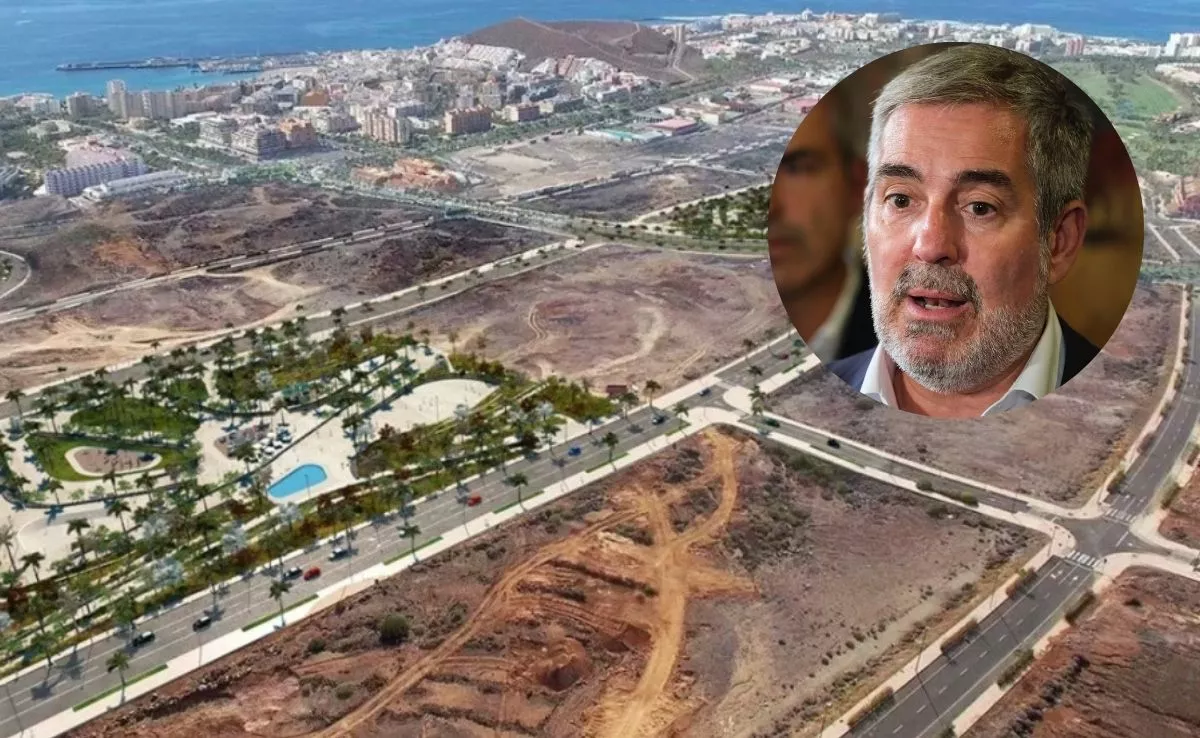 Terrenos del Plan Parcial El Mojón y el presidente de Canarias, Fernando Clavijo. / ARCHIVO-EFE