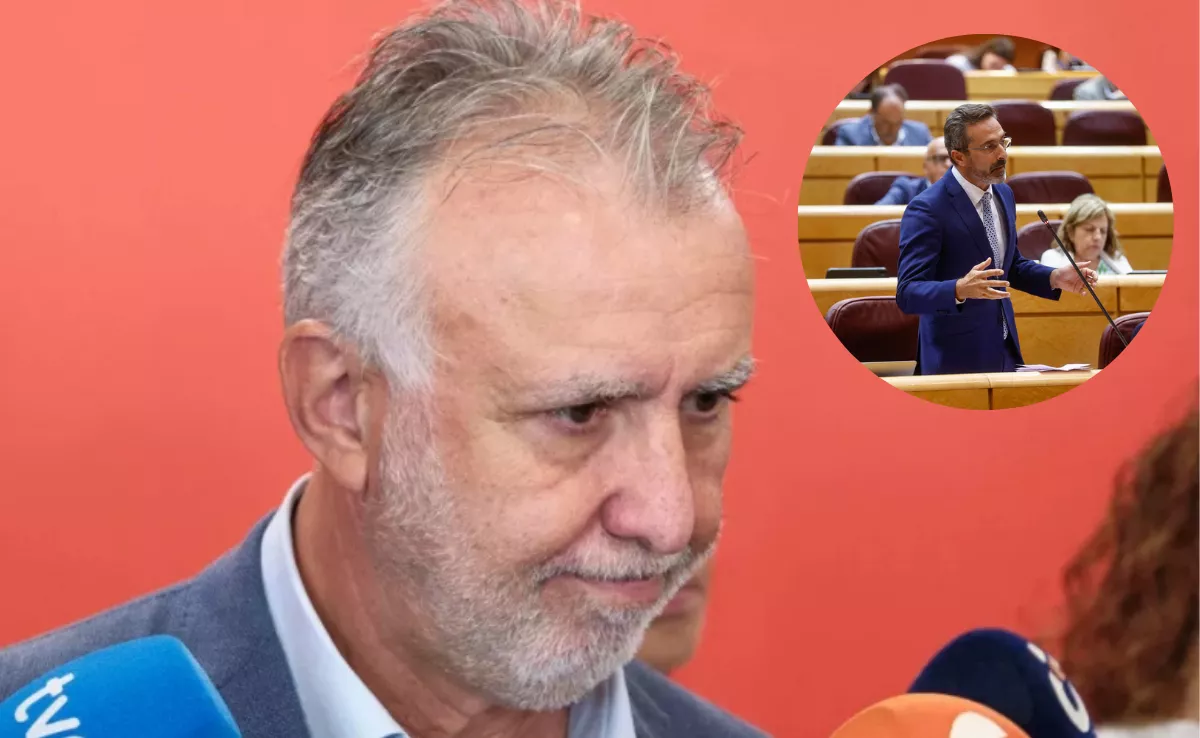 Imagen de Ángel Víctor Torres junto a Pedro Manuel Sanginés. / MONTAJE AH - FOTOS EFE