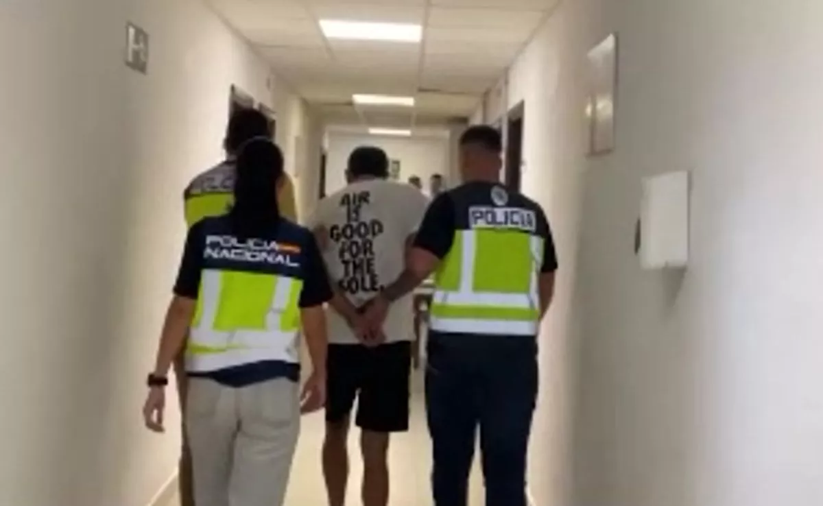 Momento de la detención del agresor por parte de la Policía Nacional. /Cedida