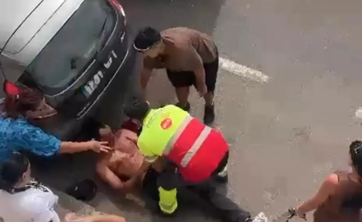 Imagen de uno de los heridos en una reyerta en el barrio de Argana Alta de Arrecife (Lanzarote). / REDES