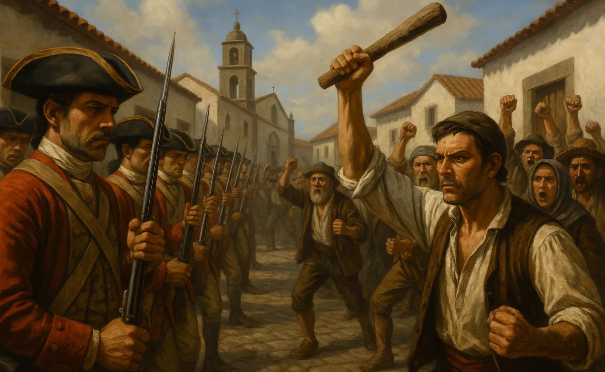 Imagen del Motín de Agüimes, pueblo canario, generada con IA / AH