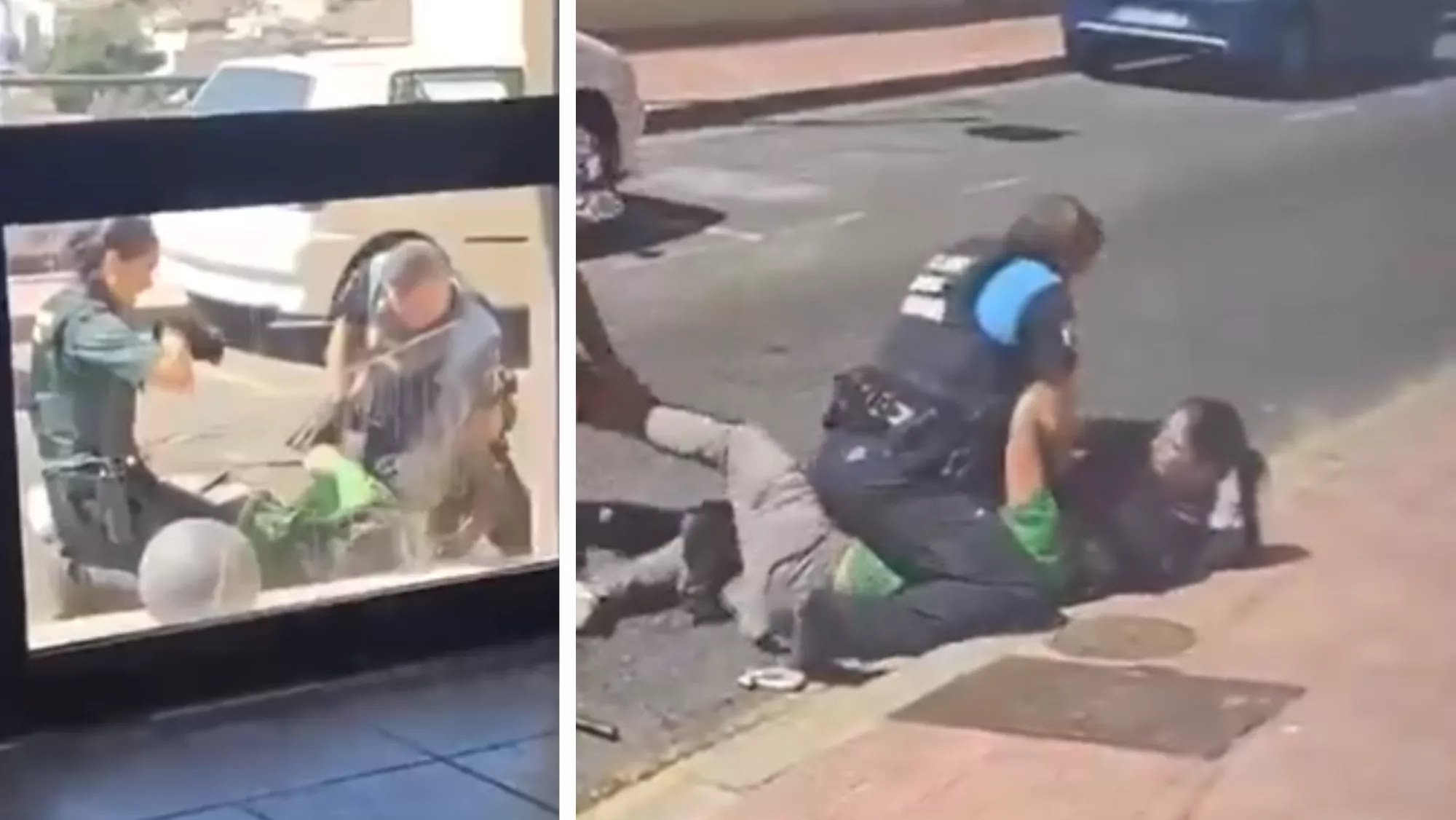 Momento del forcejeo de una agente de la Guardia Civil y un agente de la Policía Local en La Gomera. / VÍDEO