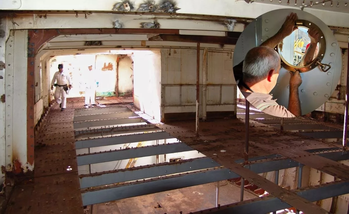 Interior del Correíllo de La Palma y colocación de un portillo|CEDIDA