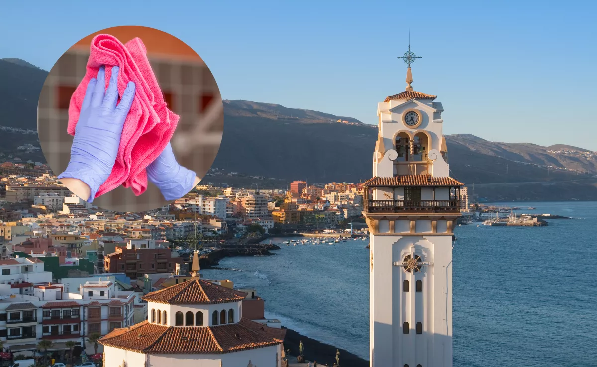 Imagen del municipio de Candelaria con una trabajadora de la limpieza. / IMÁGENES DE LA RED