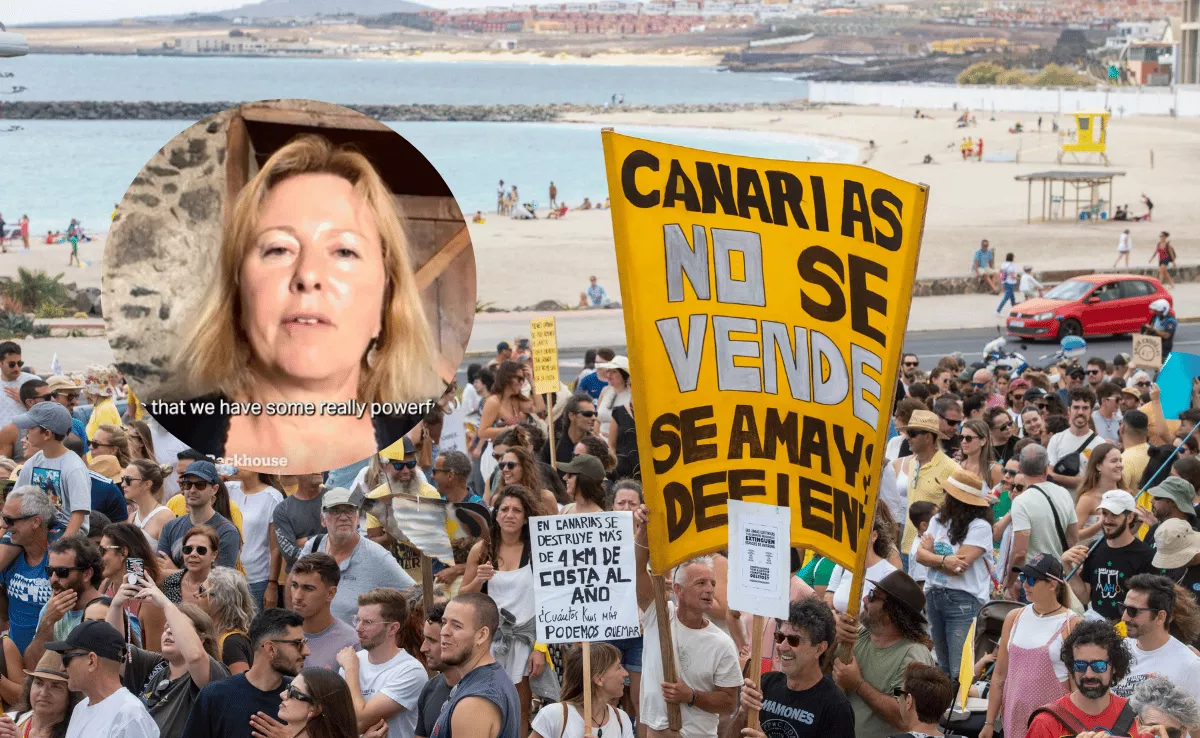 Imagen de una protesta contra el turismo masivo en Canarias / MONTAJE AH - EFE