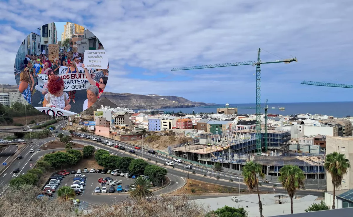 Imagen panorámica de Guanarteme y una manifestación de sus vecinos / AH