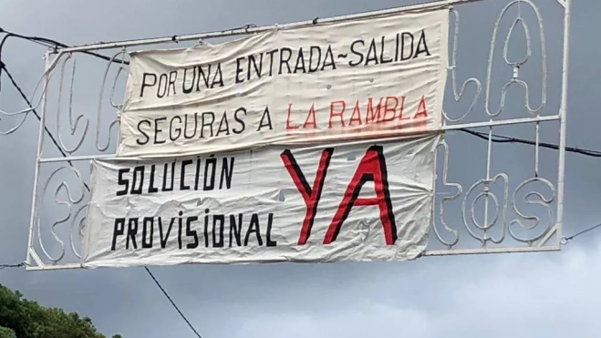 Cartel reivindicativo de los vecinos de San Juan de la Rambla. / CEDIDA Cartel reivindicativo de los vecinos de San Juan de la Rambla. / CEDIDA