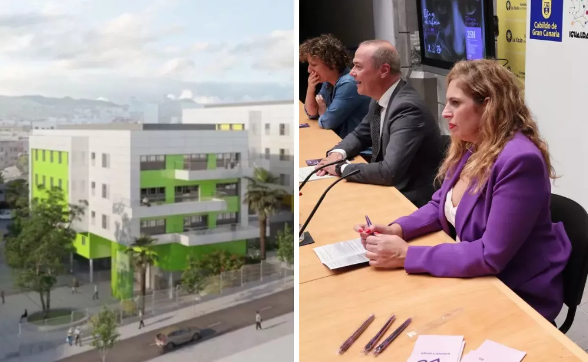 A la izquierda, el futuro CADI de Tamaraceite; a la derecha, la consejera Isabel Mena / AH