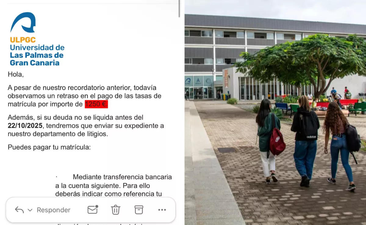 Correo estafa que ha estado recibiendo el alumnado de la ULPGC solicitando un pago de matrícula / MONTAJE AH