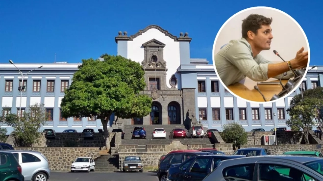 Imagen de la Universidad de La Laguna junto a Vito Quiles. / MONTAJE AH