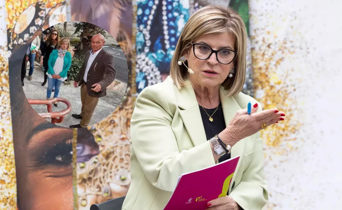 En la imagen, la concejala inmaculada medina y una fotografía de la edil junto a Padrón / AH