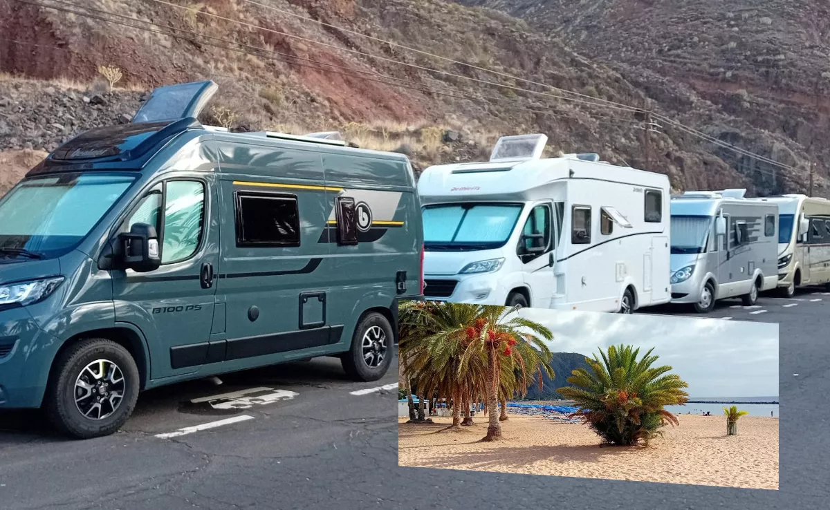 Playa de las Teresitas y caravanistas|TERECOELLO