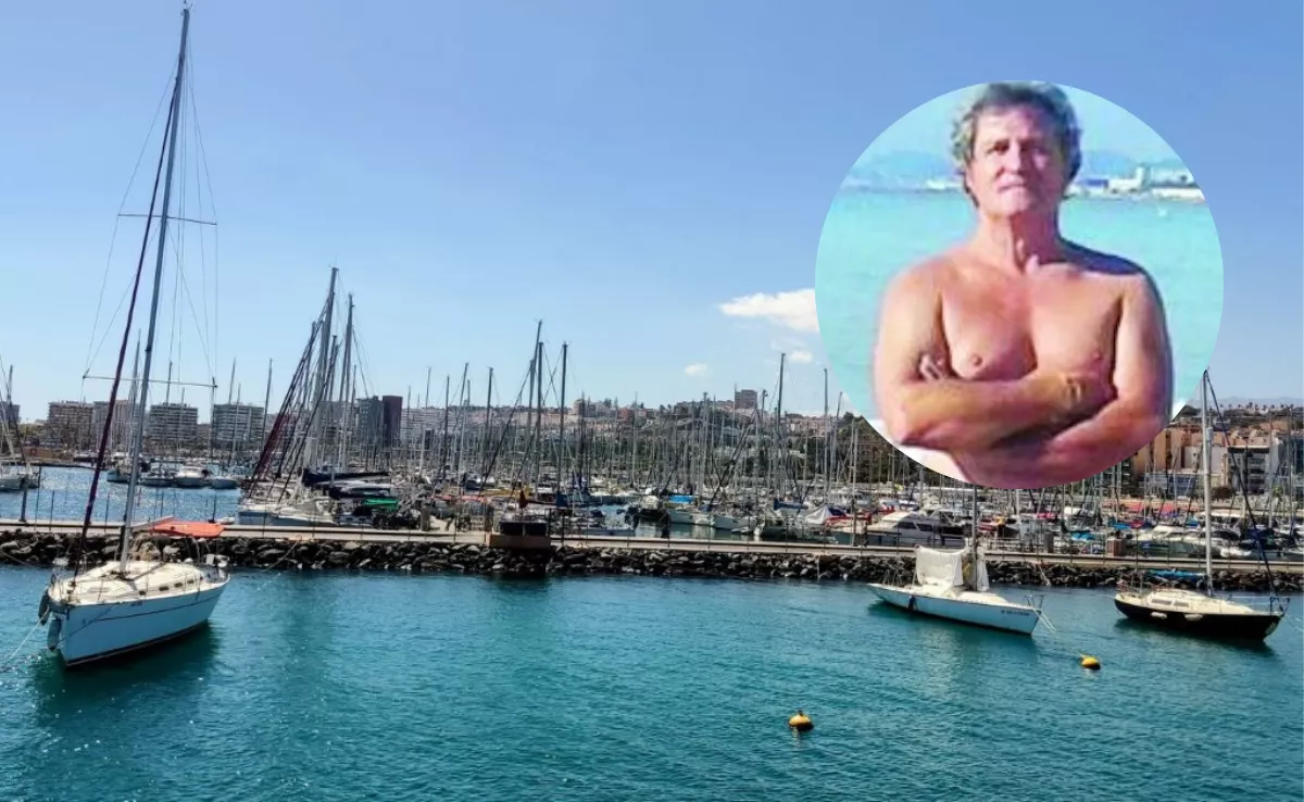 El Muelle Deportivo de Las Palmas de Gran Canaria, junto a Andrea Lopiano, el italiano que vive en un barco y se niega a dejar libre el pantalán. / MONTAJE AHE