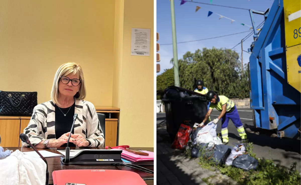 A la izquierda, la concejala Inmaculada Medina; a la derecha, trabajadores de recogida / AH