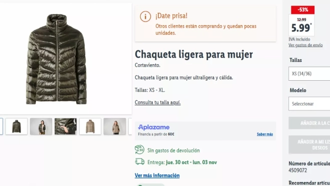 Imagen del abrigo de Lidl / LIDL Imagen del abrigo de Lidl / LIDL