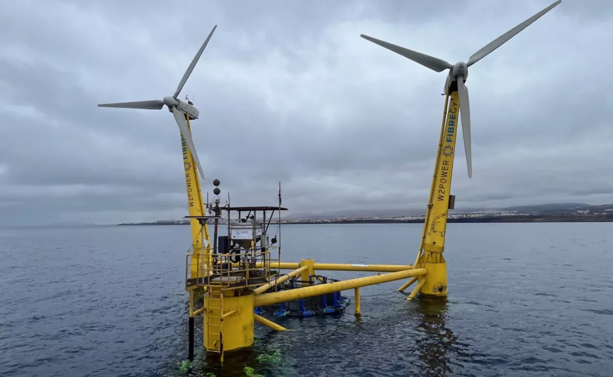 La plataforma de energía eólica marica W2Power, del proyecto AquaWind, instalada en la costa de Gran Canaria. / AH