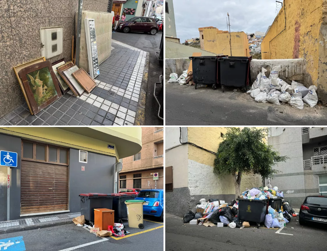 Los puntos negros de la suciedad en Las Palmas: veinte barrios al borde del colapso sanitario. / AH