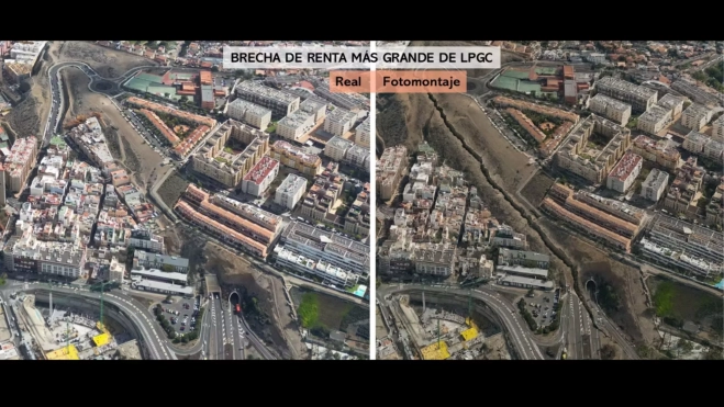 Brecha de rentas entre barrios vecinos, en este caso La Minilla y Guanarteme / MASGEOGRAFIA Brecha de rentas entre barrios vecinos, en este caso La Minilla y Guanarteme / MASGEOGRAFIA
