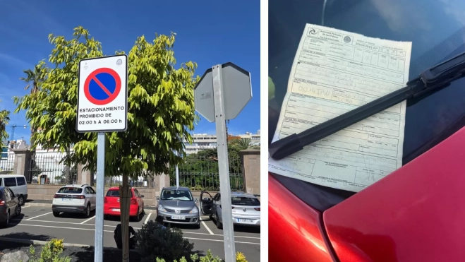 La prohibición de aparcar entre las dos y las seis de la madrugada en el Puerto de Las Palmas, junto a una de las denuncias interpuestas. / AH La prohibición de aparcar entre las dos y las seis de la madrugada en el Puerto de Las Palmas, junto a una de las denuncias interpuestas. / AH