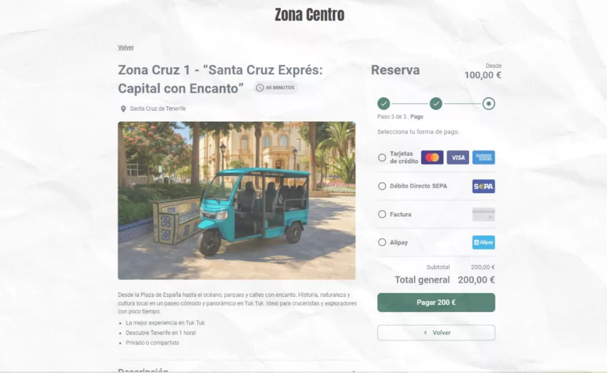 Página de pago de la web de Toke Tuks./ AH Página de pago de la web de Toke Tuks./ AH