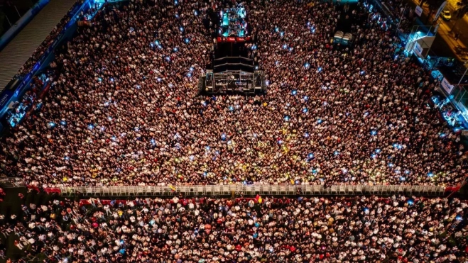 Vista de pájaro del concierto de Morat en Tenerife. AH Vista de pájaro del concierto de Morat en Tenerife. AH