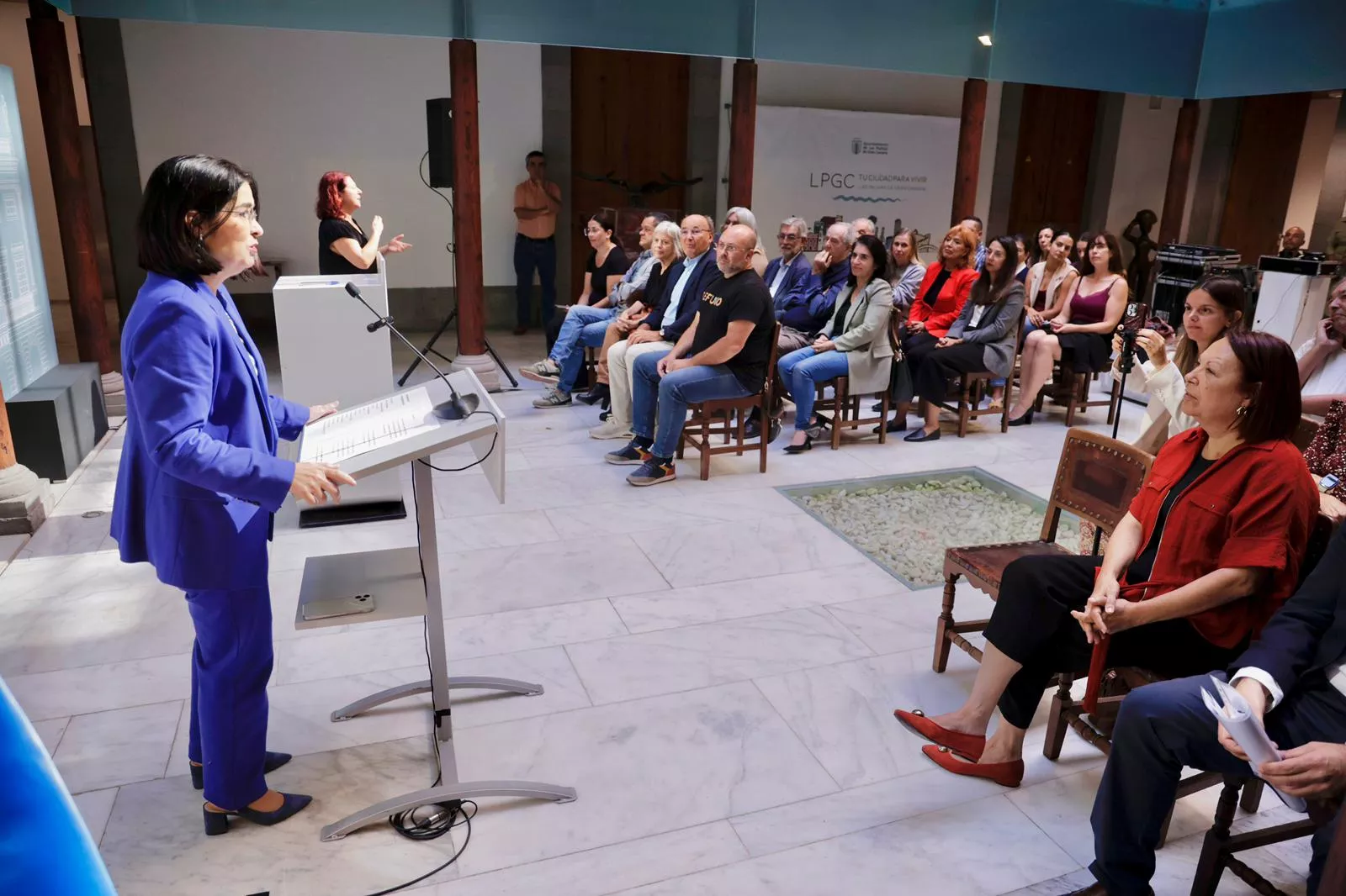 La alcaldesa, Carolina Darias, durante su intervención. AYUNTAMIENTO LPA