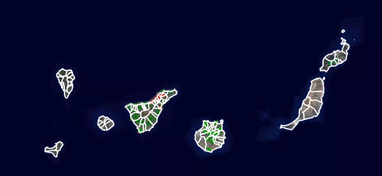 Mapa de la filoxera en toda Canarias. / GRAFCAN