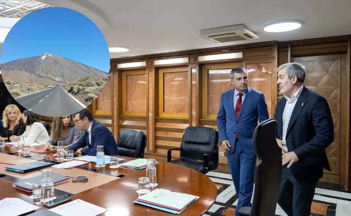 Imagen de un Consejo de Gobierno con un paisaje de El Teide. / EFE-IMAGEN DE LA RED