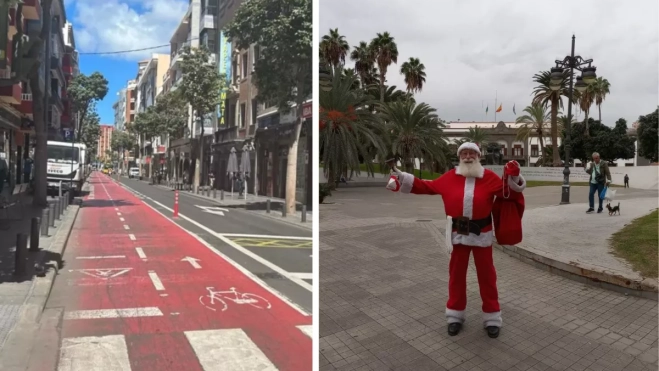 A la izquierda, la calle León y Castillo; a la derecha, la plaza de la Feria en época navideña / AH