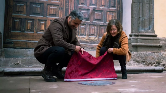 Luis Yeray Gutiérrez descubriendo el Punto Cero de La Laguna. /Cedida Luis Yeray Gutiérrez descubriendo el Punto Cero de La Laguna. /Cedida