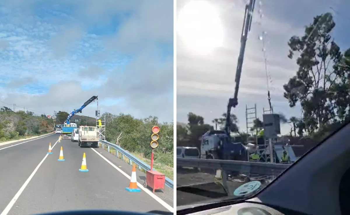 Nuevos radares en la autopista TF-1 (derecha) y en Granadilla (izquierda)./ RRSS