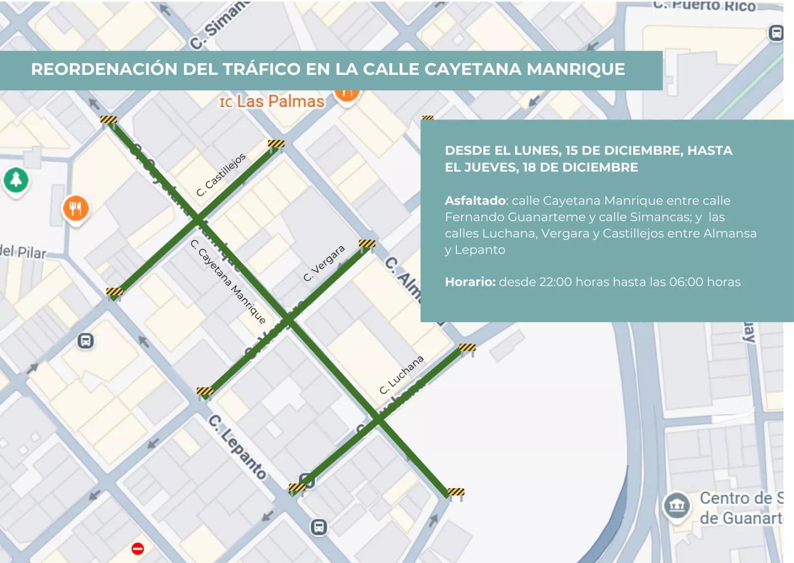 Mapa de las calles afectadas. AH