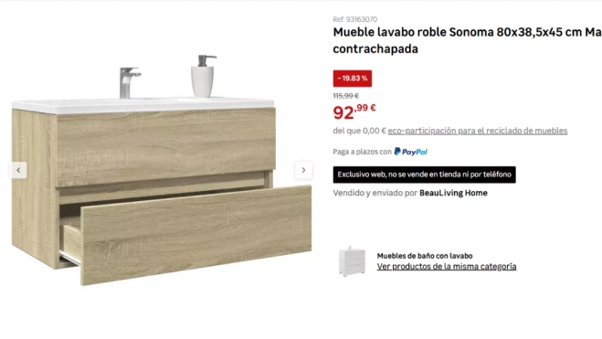 Imagen del mueble de baño de Leroy Merlín / LEROY MERLÍN Imagen del mueble de baño de Leroy Merlín / LEROY MERLÍN