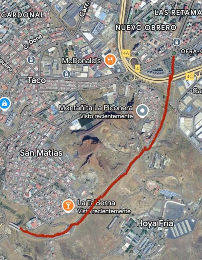 Tramos A,B y C del proyecto Ofra-El Chorrillo. / GOOGLE MAPS Tramos A,B y C del proyecto Ofra-El Chorrillo. / GOOGLE MAPS